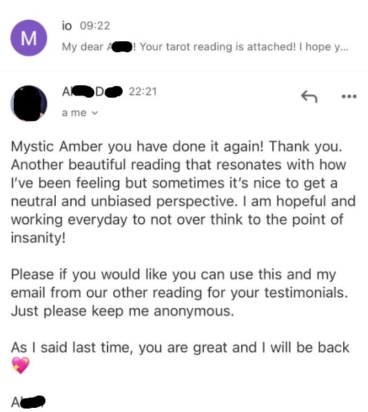 testimonial mystic amber tarot institute