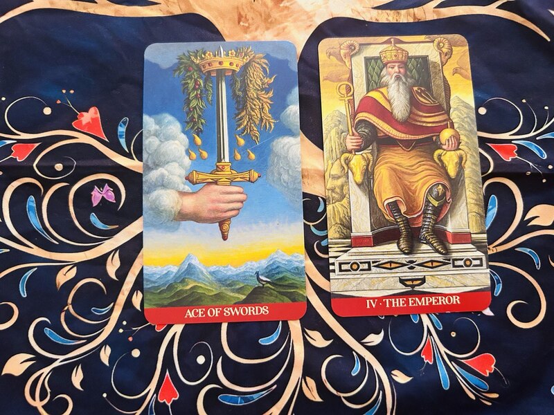 Ace of Swords and The Emperor photo by Tarot Institute