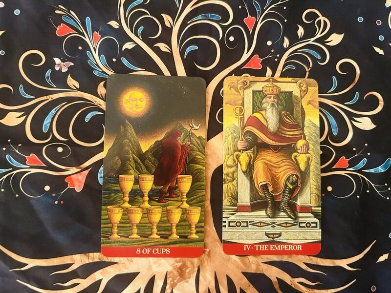 Eight of Cups and The Emperor photo by Tarot Institute