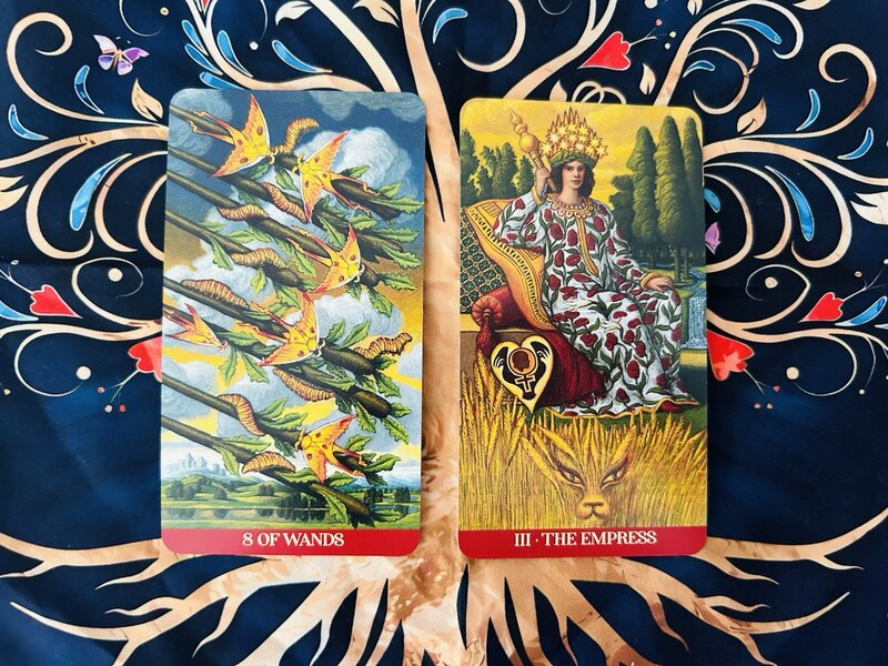 Eight of Wands and The Empress photo by Tarot Institute.