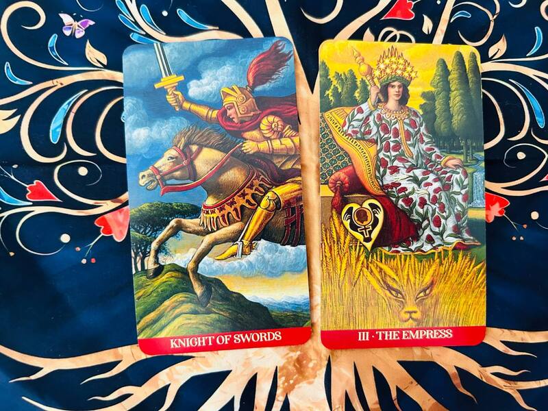 Knight of Swords and The Empress photo by Tarot Institute