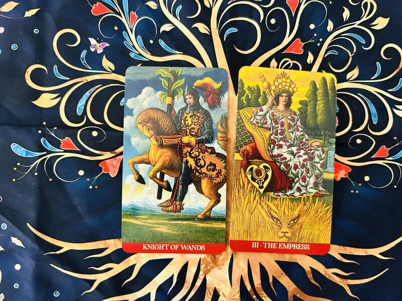 Knight of Wands and The Empress photo by Tarot Institute.