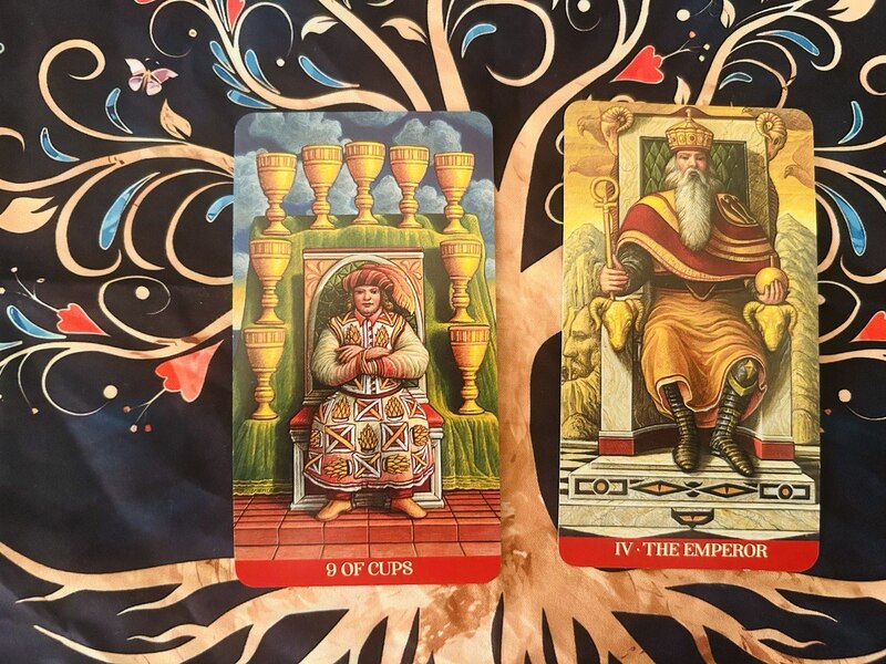 Nine of Cups and The Emperor photo by Tarot Institute