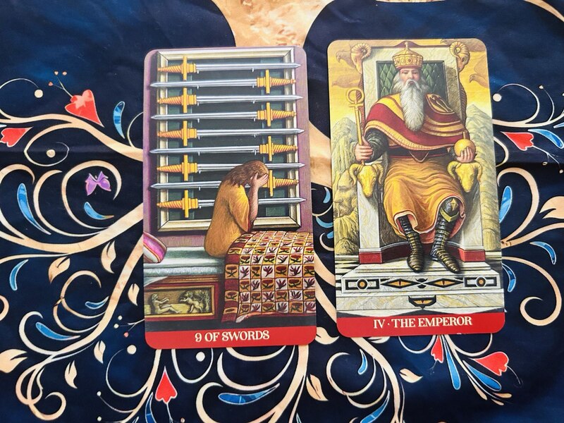 Nine of Swords and The Emperor photo by Tarot Institute