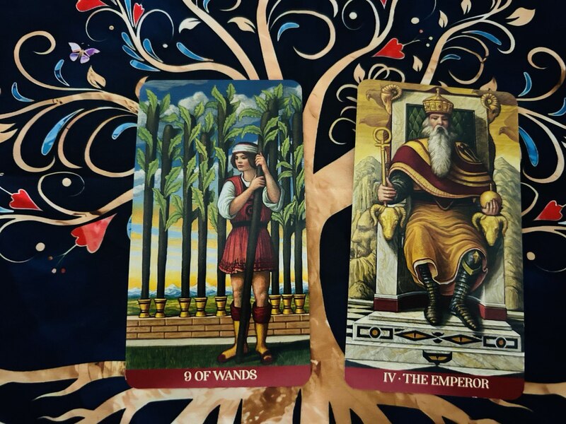 Nine of Wands and The Emperor photo by Tarot Institute