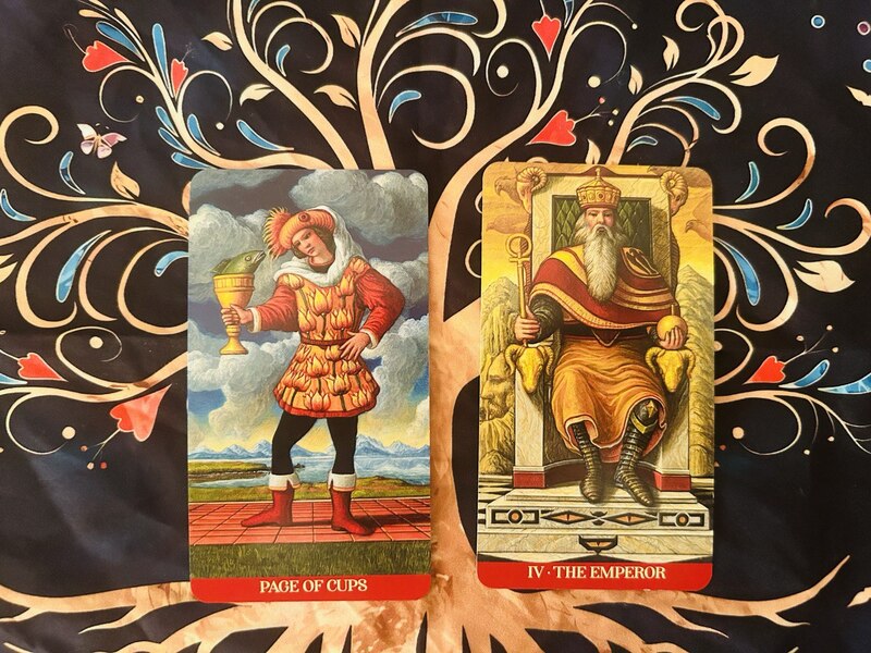 Page of Cups and The Emperor photo by Tarot Institute