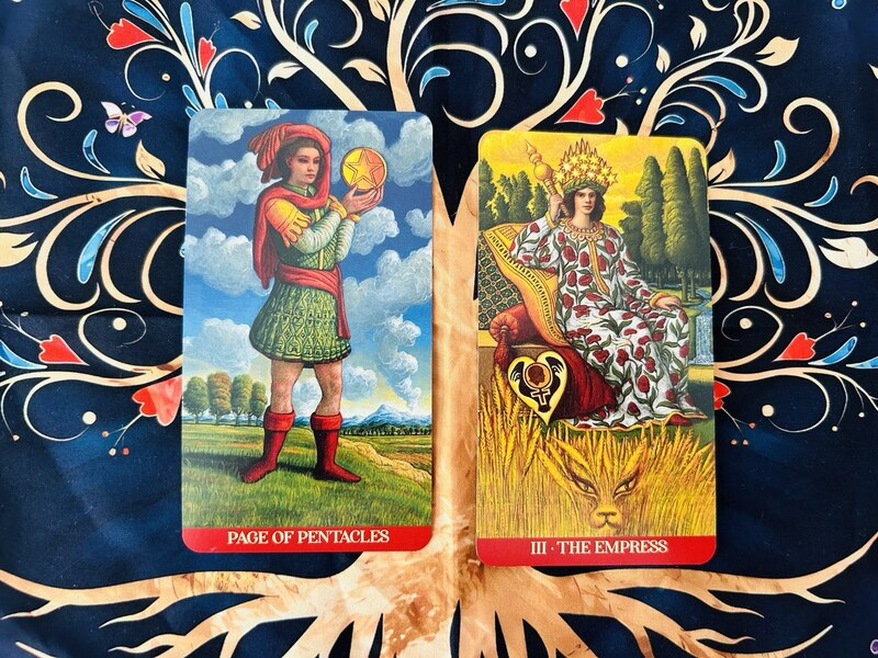 Page of Pentacles and The Empress photo by Tarot Institute.