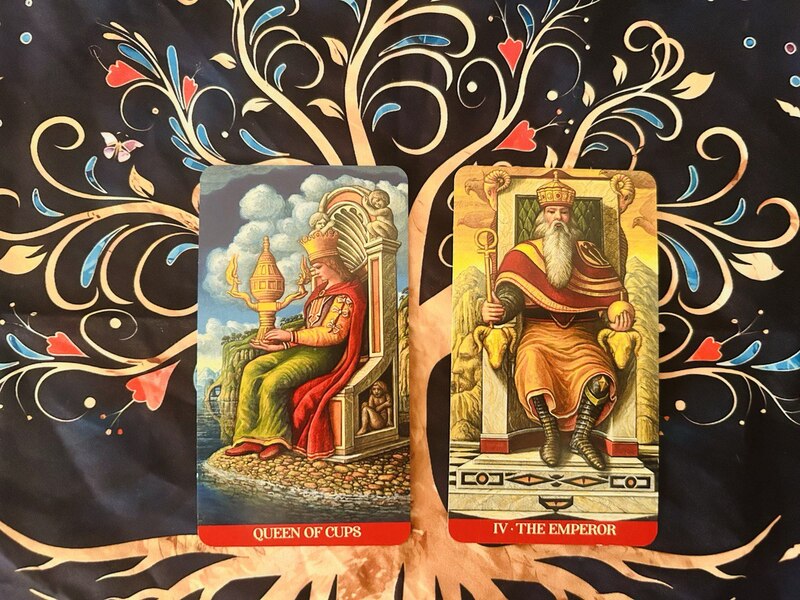 Queen of Cups and The Emperor photo by Tarot Institute