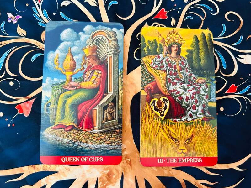 Queen of Cups and The Empress photo by Tarot Institute