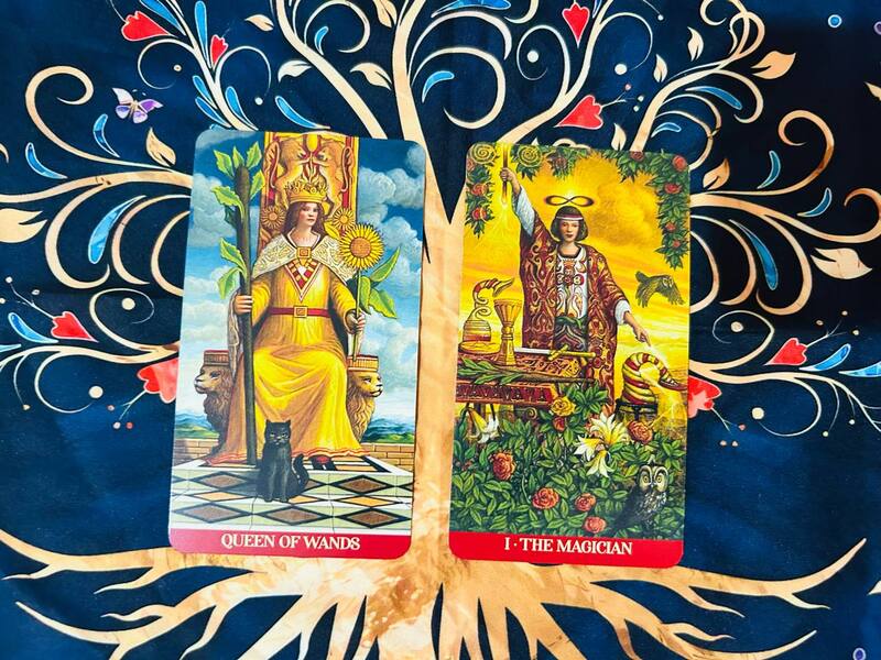 Queen of Wands and The Magician photo by Tarot Institute