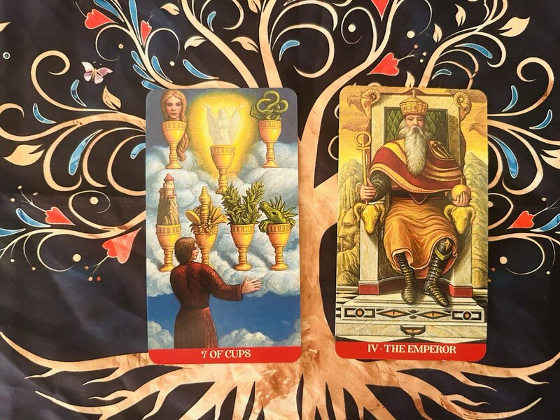 Seven of Cups and The Emperor photo by Tarot Institute