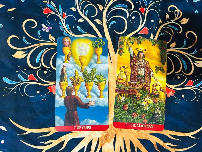 Seven of Cups and The Magician photo by Tarot Institute