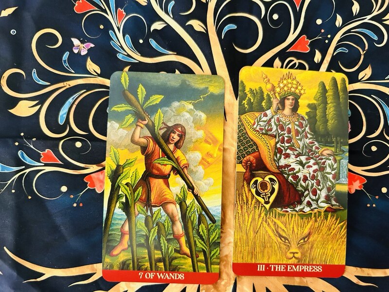 Seven of Wands and The Empress photo by Tarot Institute