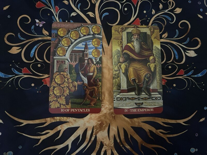 Ten of Pentacles and The Emperor photo by Tarot Institute