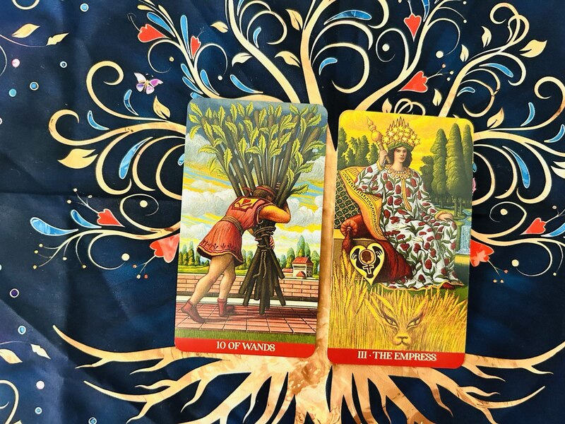 Ten of Wands and The Empress photo by Tarot Institute