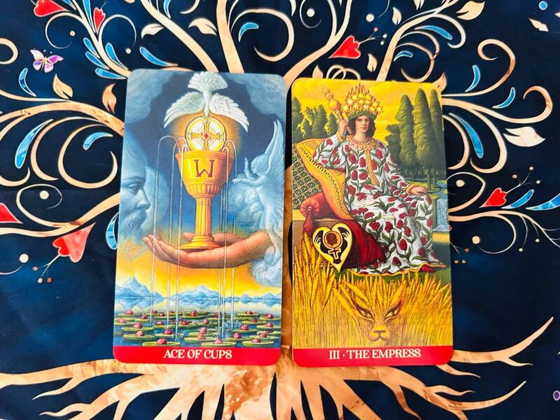 The Ace of Cups and The Empress photo by Tarot Institute.