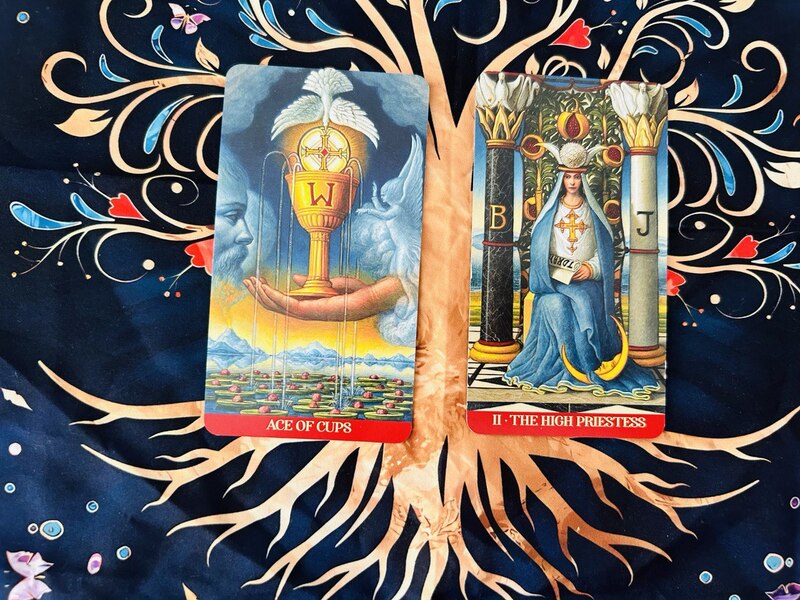 The Ace of Cups and the High Priestess photo by Tarot Institute