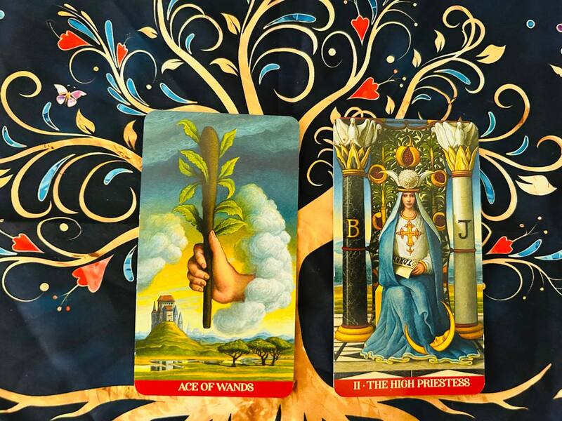 The Ace of Wands and the High Priestess photo by Tarot Institute