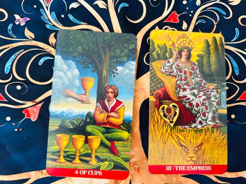 The Four of Cups and The Empress photo by Tarot Institute