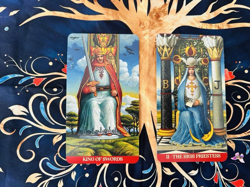 The King of Swords and The High Priestess photo by Tarot Institute