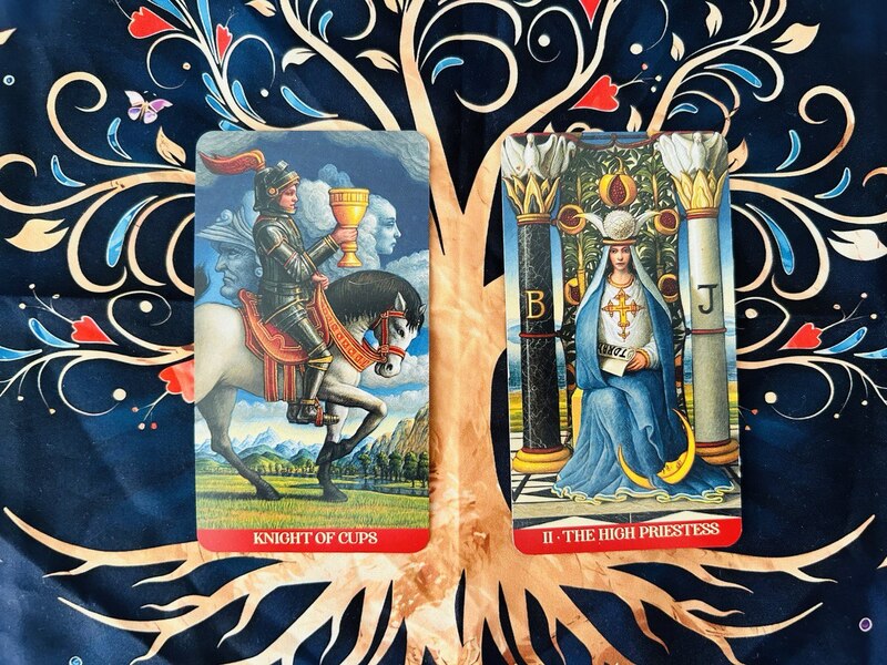 The Knight of Cups and The High Priestess photo by Tarot Institute