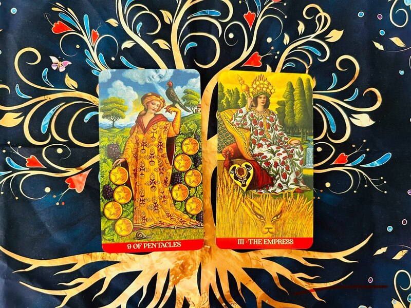 The Nine of Pentacles and The Empress photo by Tarot Institute