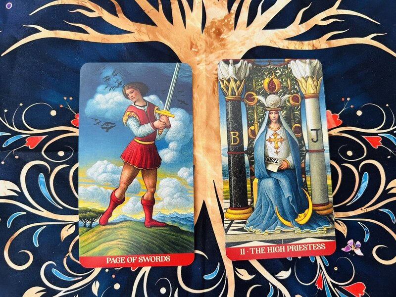 The Page of Swords and The High Priestess photo by Tarot Institute