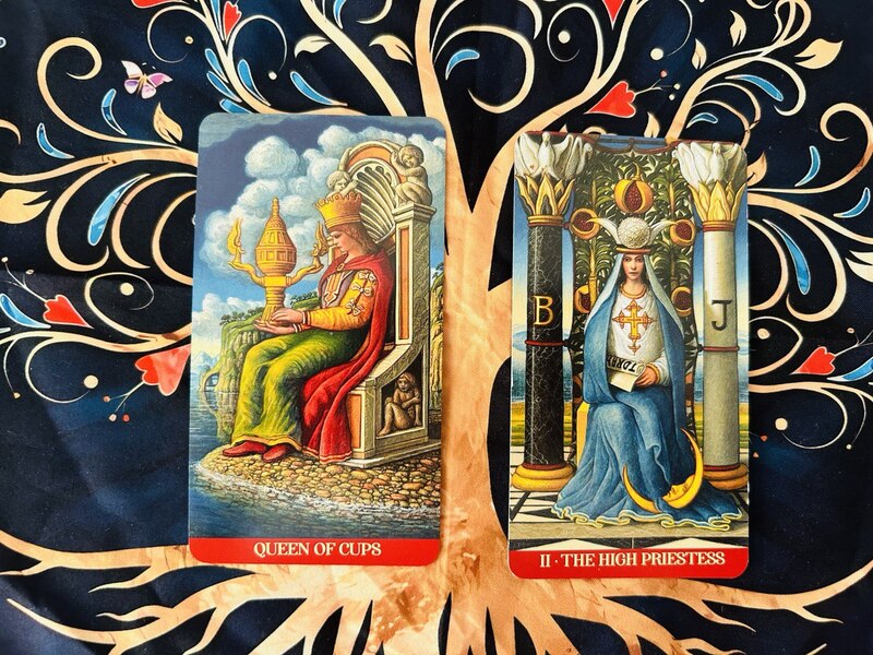 The Queen of Cups and The High Priestess photo by Tarot Institute