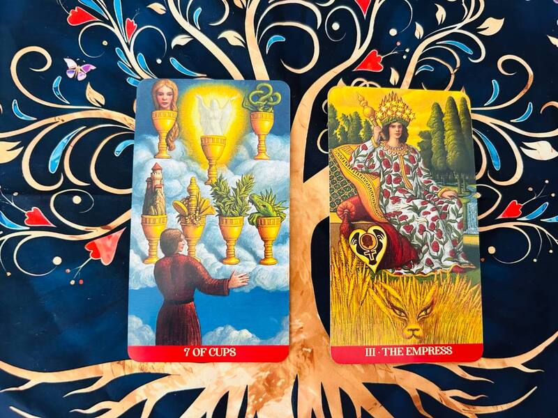 The Seven of Cups and The Empress photo by Tarot Institute