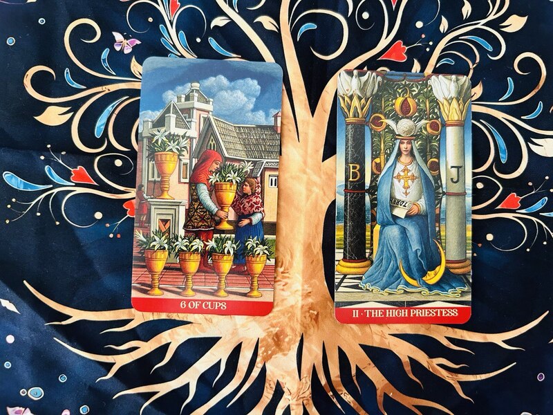 The Six of Cups and The High Priestess photo by Tarot Institute