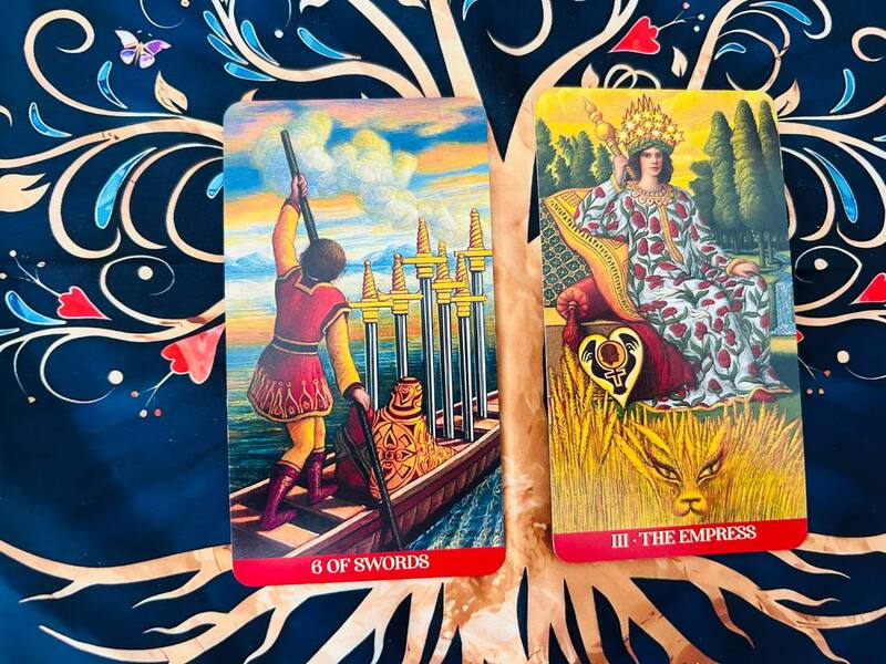 The Six of Swords and The Empress photo by Tarot Institute