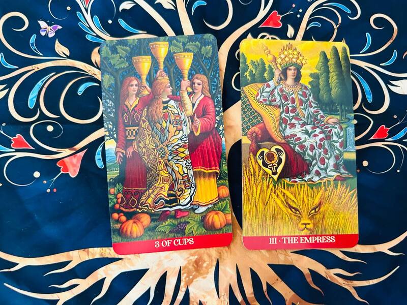 The Three of Cups and The Empress photo by Tarot Institute