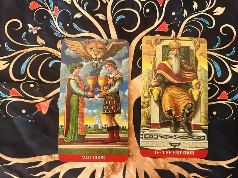 Two of Cups and The Emperor photo by Tarot Institute