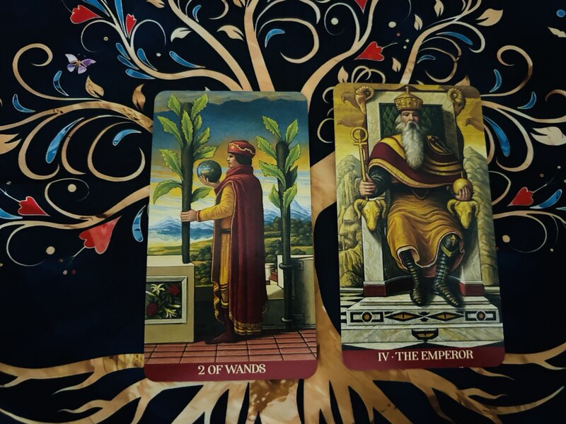 Two of Wands and The Emperor photo by Tarot Institute