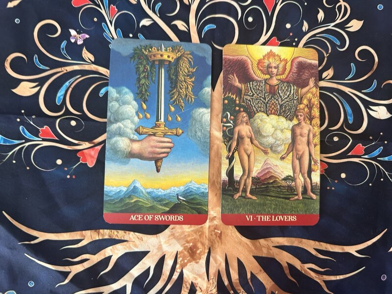 Ace of Swords and The Lovers photo by Tarot Institute