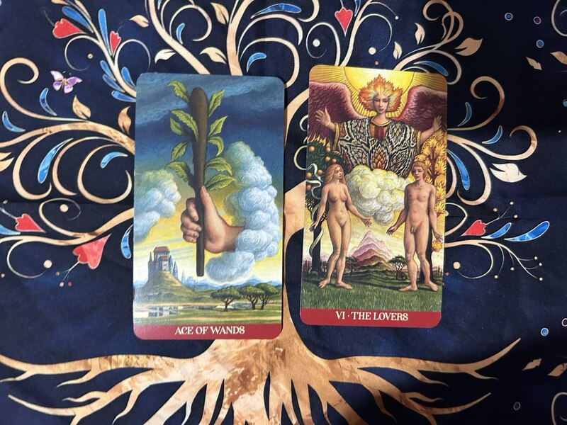 Ace of Wands and The Lovers photo by Tarot Institute