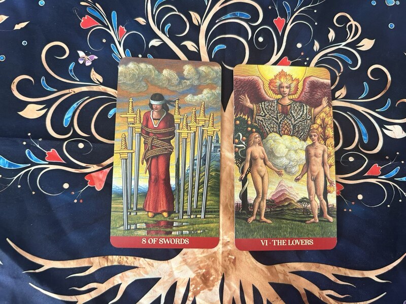 Eight of Swords and The Lovers photo by Tarot Institute