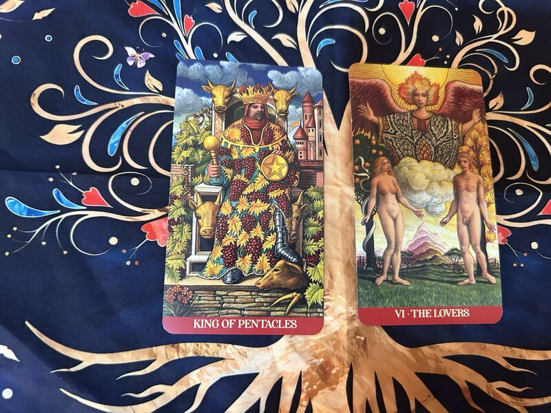 King of Pentacles and The Lovers photo by Tarot Institute.