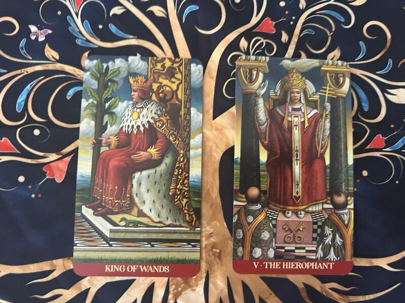 King of Wands and The Hierophant photo by Tarot Institute