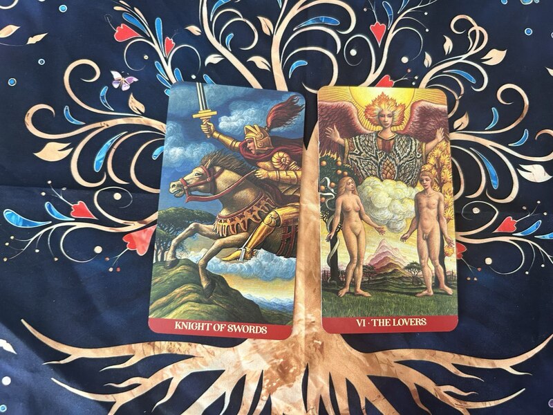 Knight of Swords and The Lovers photo by Tarot Institute.