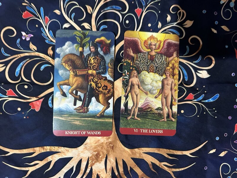 Knight of Wands and The Lovers photo by Tarot Institute