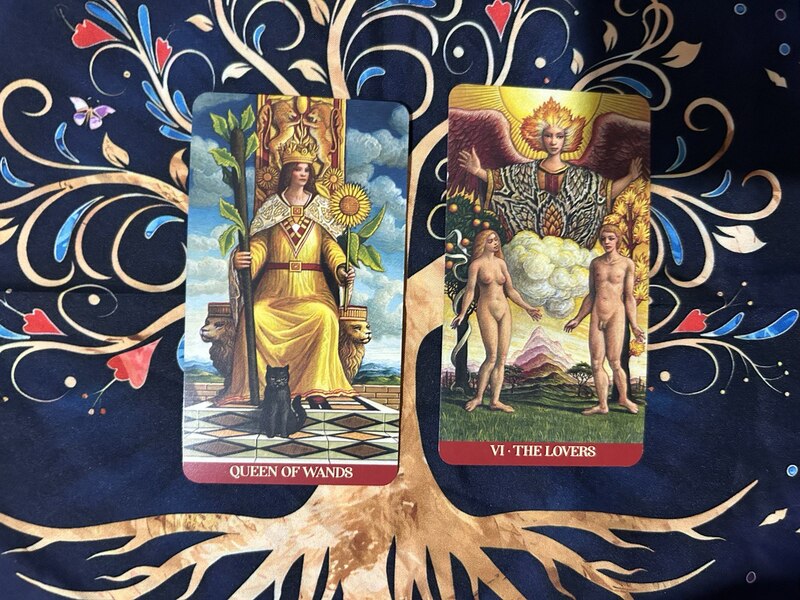 Queen of Wands and The Lovers photo by Tarot Institute