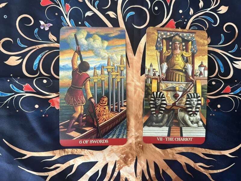 Six of Swords and The Chariot photo by Tarot Institute