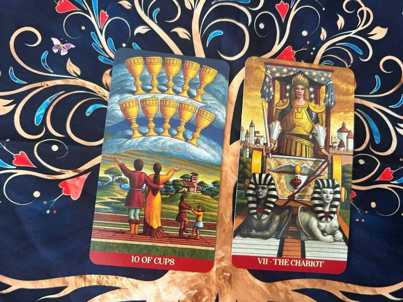 Ten of Cups and The Chariot photo by Tarot Institute