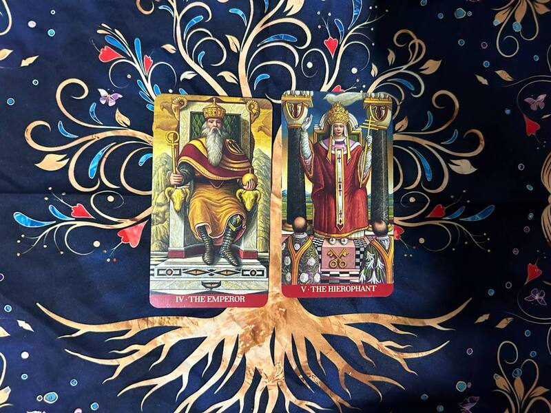 The Emperor and The Hierophant photo by Tarot Institute.