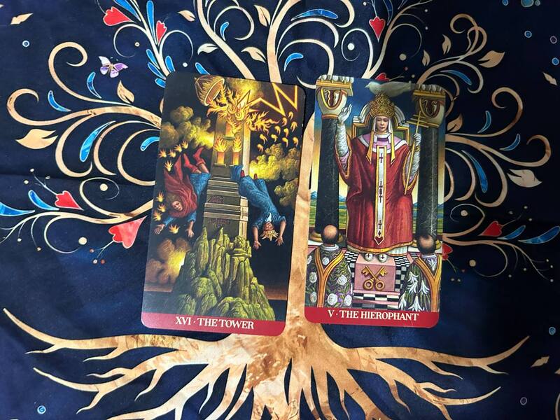 The Tower and The Hierophant photo by Tarot Institute