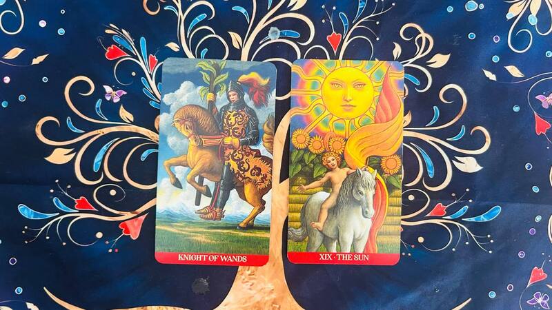 Knight of Wands and The Sun photo by Tarot Institute.j