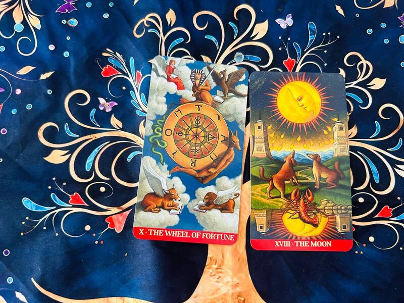 Wheel of Fortune and The Moon photo by Tarot Institute.j