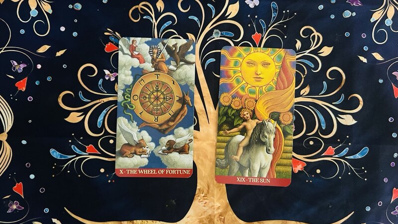 Wheel of Fortune and The Sun photo by Tarot Institute.