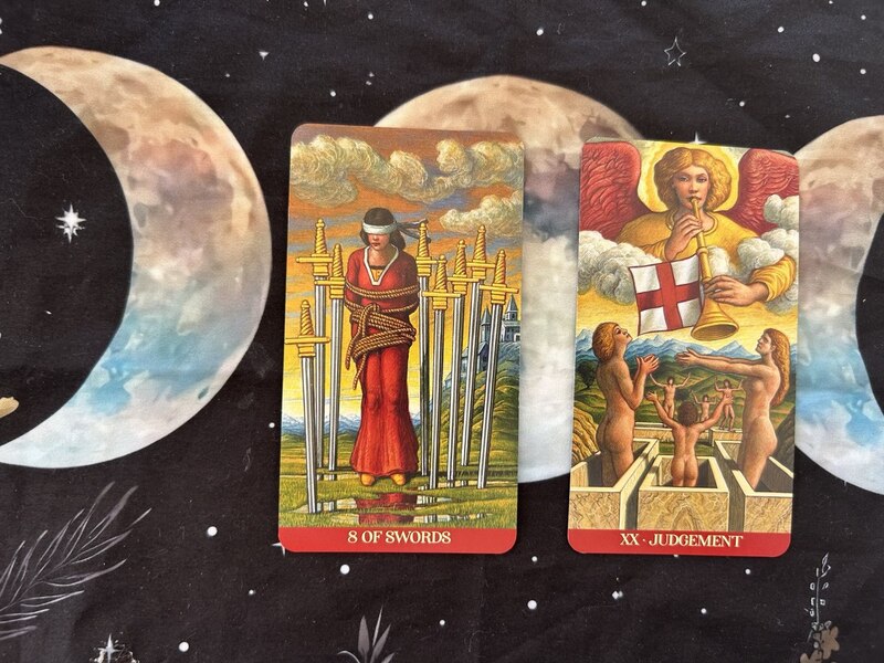 Eight of Swords and Judgement photo by Tarot Institute